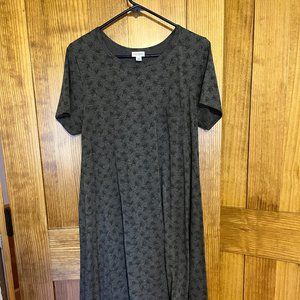 LuLaRoe Dress. Size Large. Grey with black floral print.